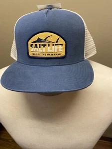 Salt Life Men’s Ways Of The Waterman Acero Azul Amarillo SnapBack Sombrero Nuevo con Etiquetas - Imagen 1 de 5