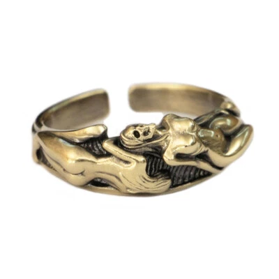 LINSION Latón Sexy Belleza Desnuda Calavera Anillos Para Hombres Punk Joyería BR185D EE. UU. 7~15 Foto 1 de 4