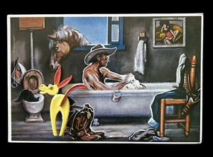 Broche de burro ARTE vintage y vaquero occidental sábado noche cómic postal vintage - Imagen 1 de 6
