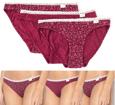  Paquete de 3 knickers de bikini elásticos de algodón de Esprit, tallas 8 a 18 Foto 1 de 4