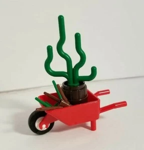 LEGO Minifigure Wheelbarrow Barrel Cactus Yard Work Desert Garden Decor - Picture 1 of 1