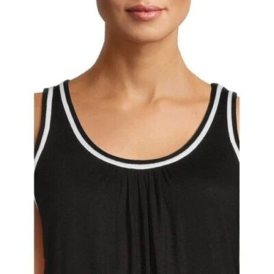 BLACK WHITE SECRET TREASURES SLEEVELESS MIDI NIGHTGOWN POCKETS 2X - Image 1 of 4