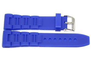 24MM BRIGHT BLUE RUBBER SILICONE COMPOSITE LINK WATCH BAND FITS LUMINOX - Picture 1 of 1
