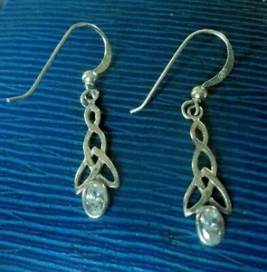 Orecchini Celtici In Argento Sterling E Cristallo Con Ganci 925 - Imagen 1 de 6