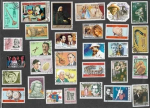 MUSIC & INSTRUMENTS STAMPS 100 ALL DIFFERENT COLLECTION 10/5/25 - Picture 1 of 2