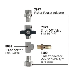 7977KIT, Sink Faucet Adapter Fisher installation kit with straight connector - Picture 1 of 7