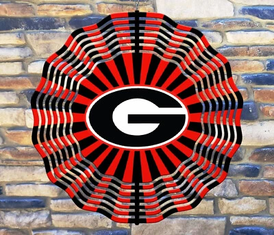 10" University of Georgia Bulldog Hanging Wind Spinner Yard Decor Kinetic rws118 - Image 1 of 2