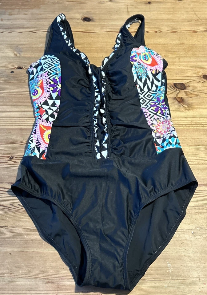 bpc Selection Badeanzug 40 Schlankmacher Shape Wear Schwarz Muster Gefüttert Neu - Bild 1 von 4