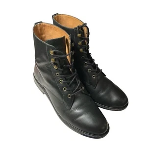 Madewell The Patti Leather Lace Up Bootie Womens Size 10 Black Block Heel Biker - Picture 1 of 7