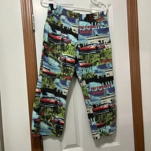 Bliss Vintage Capri Pants Gasoline Print Christmas Golf Made in USA Size 8 - Picture 1 of 7