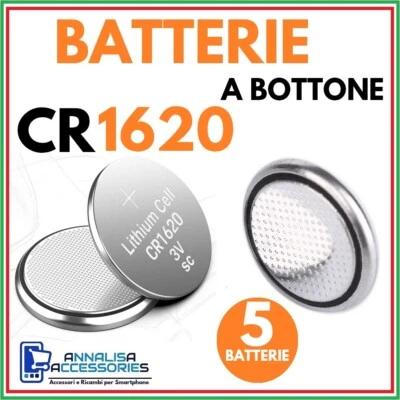 5 BATTERIE A BOTTONE CR1620 AL LITIO 3 V PER OROLOGIO AUTO PILE CR DL LM BR 1620