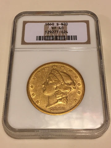 1860-S XF40 NGC Liberty Double Eagle $20 Gold Coin nice appeal lustrous(no pcgs) Cover