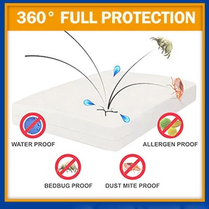 QUEEN Bed Bug Proof MATTRESS PROTECTOR Softest Polyestr FABRIC Zippered MATTRESS - Picture 1 of 28