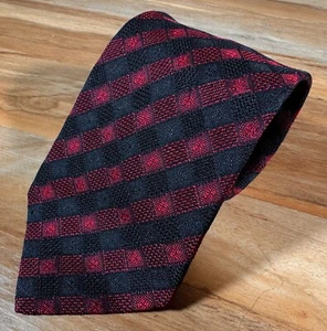 Sulka France Red Black Grenadine Fina Cube Mosaic Woven Silk Tie 57x3.75 - Picture 1 of 8