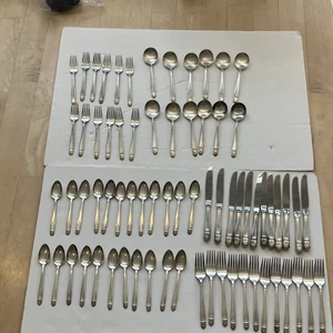 Vintage Holmes and Edwards Inlaid Silverware Danish Princess 71 pcs Service 12 - Picture 1 of 19