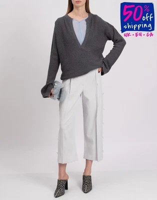 RRP €434 BALLANTYNE Oversize Jumper IT42 US6 UK10 M Waffle-Knit Made in Italy - Image 1 of 4