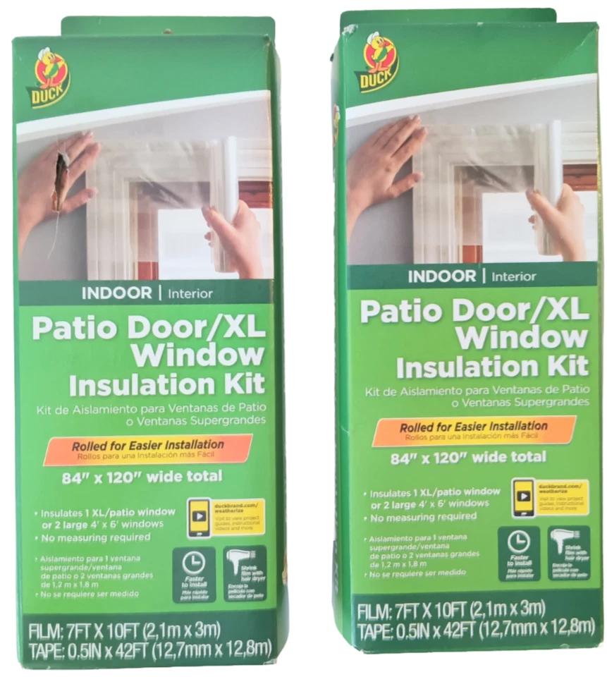 Duck Patio Door XL Window Insulation Kit Film 7Ft x 10Ft With Tape Indoor