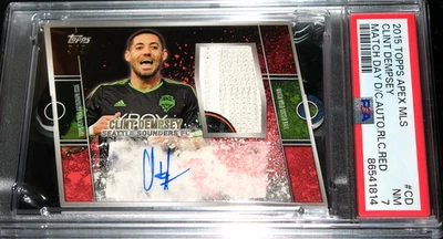 2015 Topps Apex MLS Clint Dempsey Match Day Relic Patch Auto RED # 5/5 PSA 7 NM - Image 1 of 4