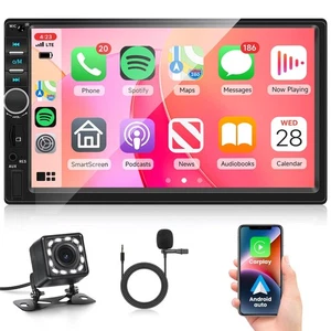7 Inch Car Stereo Double Din Carplay Car Radio with Bluetooth, Touchscreen An... - Picture 1 of 7