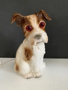 German Porcelain Night Light Puppy Dog Perfume Oil Warmer Glass Eyes Lamp Vtg - Picture 1 of 24