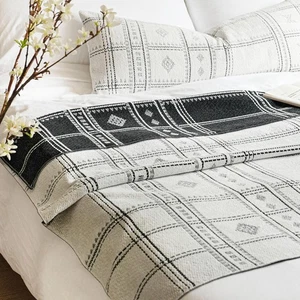 White Black Boho Throw Blanket Warm Soft Comfy Chenille 55x65 Textured Dual S... - Picture 1 of 7