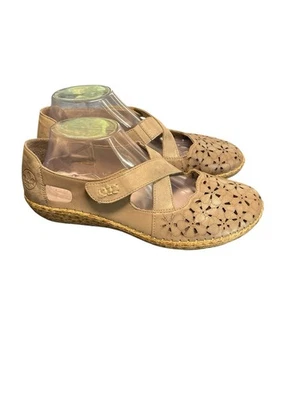 Rieker Mujer Cuero Tostado Recortado Mary Janes 41 M Antiestrés Comodidad Luz Foto 1 de 4