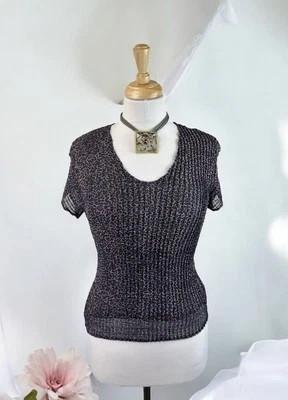 Top estampado guepardo púrpura profundo plisado transparente vintage años 90 hada gótica bohemia talla M Foto 1 de 4