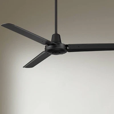 52" Plaza Industrial Indoor Outdoor Ceiling Fan with Remote Black Damp Rated - Image 1 of 4