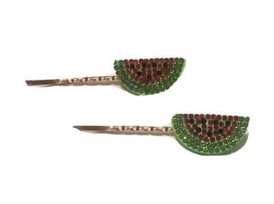 Girl's Hair Pin, Fruit and Vegetable Hair Accessory, Bobby Pin 2pcs - Watermelon - Image 1 of 2
