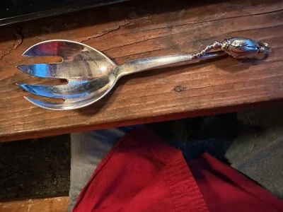 GEORG JENSEN DENMARK Sterling Silver  1919 Blossom 8" Slotted Serving Spoon  84 - Image 1 of 4