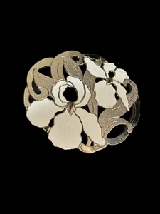 Oneida Silversmiths Wm A Rogers Beautiful Collector's Silver & White Iris Trivet - Picture 1 of 5