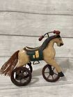 Vtg Folk Art Style Wooden Primitive Look Horse On Wheels Pull Toy Decoration