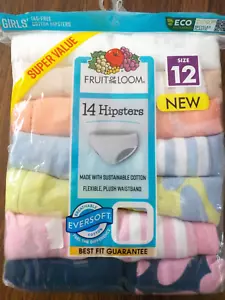 Fruit Of The Loom ~ Girls Tagless 14-Pair Underwear Hipster Cotton ~ Size 12 - Picture 1 of 2