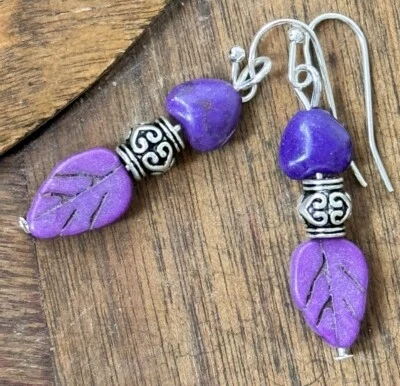 Silver and Purple Stone Leaves. Available In Gold or Bronze Upon Request - Image 1 of 3