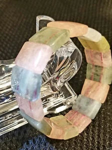 18 mm natürliches klar buntes Morganit Edelstein rechteckiges Armband - Bild 1 von 2