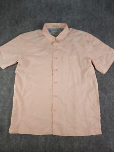 Quicksilver Waterman Shirt Mens Large Comfort Fit Button Up Short Sleeve Peach