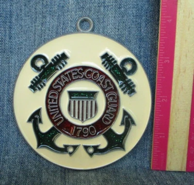 Vintage Suncatcher U.S. COAST GUARD Ornament Stained Glass Acrylic Metal SAL1 Foto 1 de 2