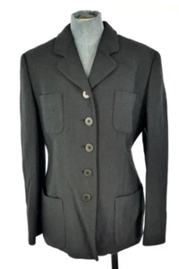 Vintage MANI Armani Blazer Suit Jacket Textured Black Wool Blend UK 10 IT 42 - Picture 1 of 11