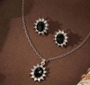 3 Piece jewellery Black UNISEX WEDDING CHRISTMAS BIRTHDAY VALENTINES DAY GIFT Uk - Picture 1 of 5