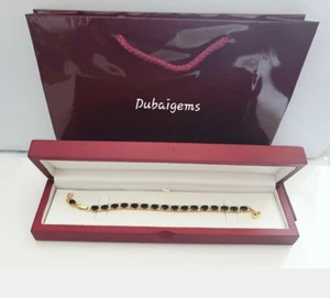 Black sapphire oval tennis bracelet gift idea Brilliant gift boxed free postage  - Picture 1 of 1