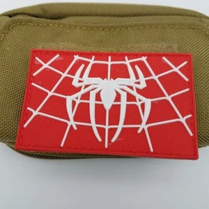 3D PVC SPIDER ICON SUPER HERO SPIDERMAN TACTICAL RUBBER HOOK LOOP PATCH RED - Picture 1 of 4