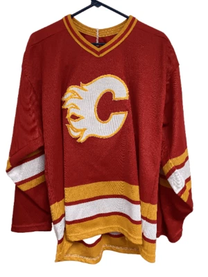 NHL VINTAGE CALGARY FLAMES CCM MENS HOCKEY JERSEY MENS SIZE L JB - Image 1 of 4