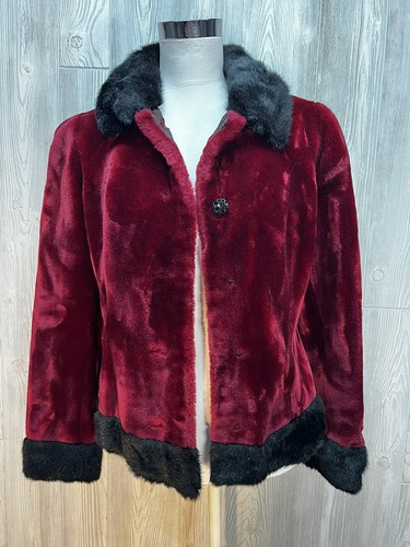 Giacca Couture Vintage Givenchy Blazer Pelliccia Finta Rosso Bordeaux Nero Bottoni S