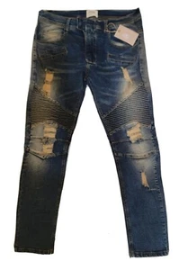 KDNK 1141411 Mens Size 36x32 Distressed Slim Fit Skinny Denim Blue Jeans - Picture 1 of 17