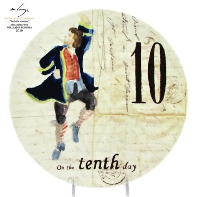 Williams-Sonoma 12 DÍAS DE NAVIDAD - DIEZ SEÑORES 8,75" Plato Marc Lacaze 2010  Foto 1 de 4