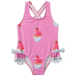 Cupcake Swimwear Toddler Girl Size 4/5 Ruffle Criss-Cross Straps Swimsuit New - Picture 1 of 4