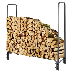 4' Firewood Log Rack Brackets Steel Outdoor/Indoor Fireplace Wood Storage Holder - Picture 1 of 12