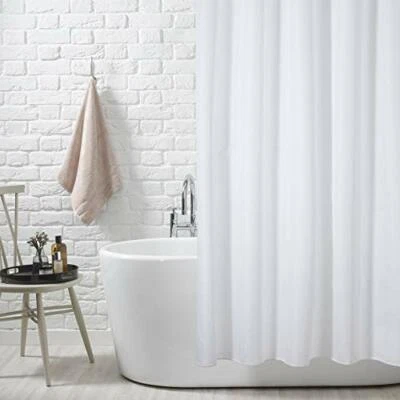 KAV Polyester White Shower Curtains Mould Proof and Mildew Resistant Washable