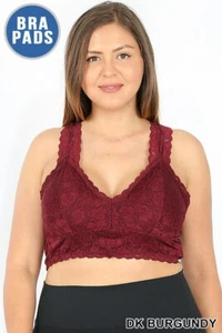 š Plus Size Hourglass Lace Bra with Pads Wine 3XLš - Picture 1 of 2