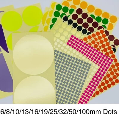 Sticker Dots Round Dots 6/8/10/13/16/19/25/32/50/100mm 20 Colors Adhesive Labels - image 1 of 4